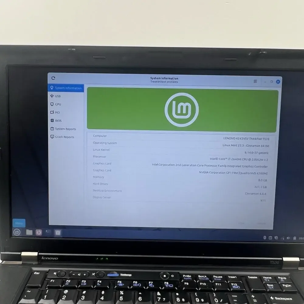 Lenovo ThinkPad T520 Intel i7-2640M 8GB 320GB HDD Linux Mint OS w/ Charger|ELP83